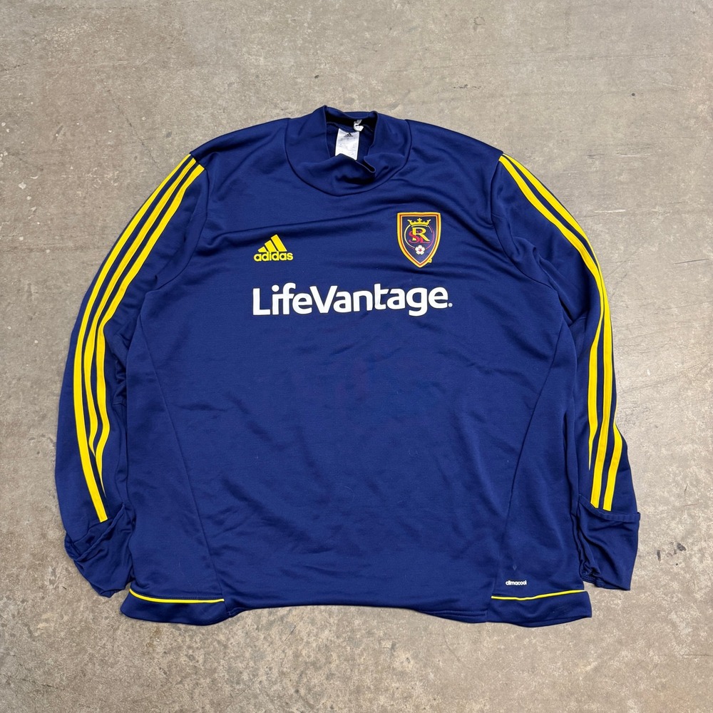 Adidas Real Salt Lake Soccer Training Top Mens 2XL Navy Blue Yellow LifeVantage